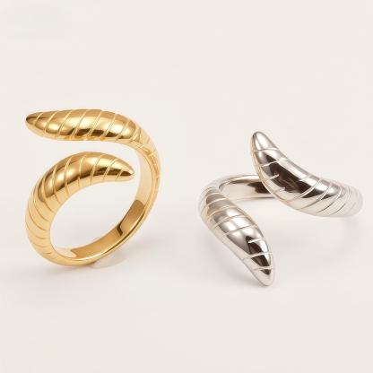Spiral Stainless Steel Ring Modern Twisted Design for Women | G002470