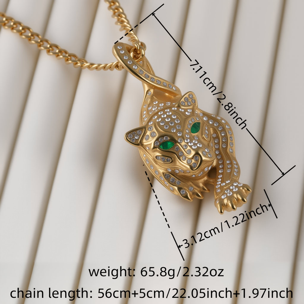 Dominant Leopard Head Full Diamond Hip Hop Men's Stainless Steel Necklace丨JSLH1010-JinBaoJewerly