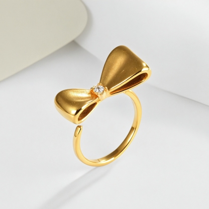 Minimalist Bowknot Ring Women's Light Luxury Fashion Band | G004490-JinBaoJewerly