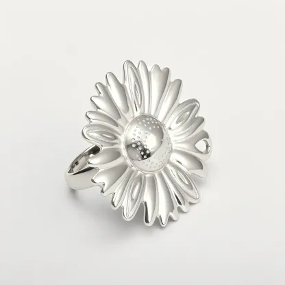 Adjustable 24K Gold Plated Stainless Steel Daisy Women's Ring | G005376-JinBaoJewerly