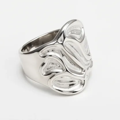 Women's Stainless Steel Textured Ring丨G004885-JinBaoJewerly