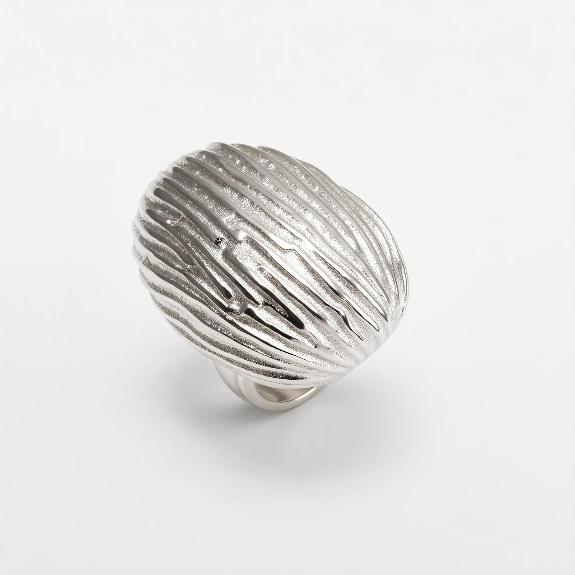 Women's Stainless Steel Ring with Wavy Texture丨G003691-JinBaoJewerly