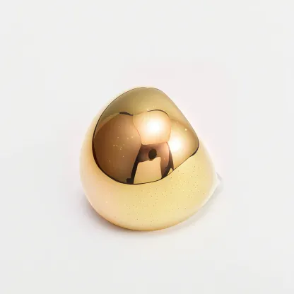 Simple Ball-Shaped Large Polished Stainless Steel Women's Ring丨ML0145-JinBaoJewerly