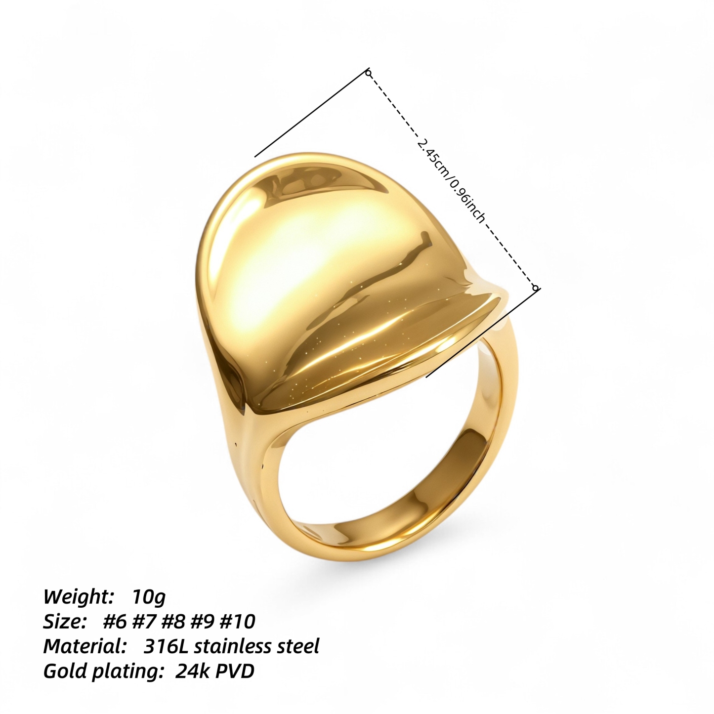 Stainless Steel Women's Ring with Sleek Domed Feature丨G005468-JinBaoJewerly