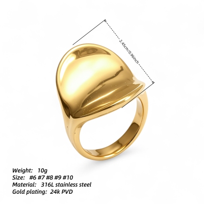 Stainless Steel Women's Ring with Sleek Domed Feature丨G005468-JinBaoJewerly