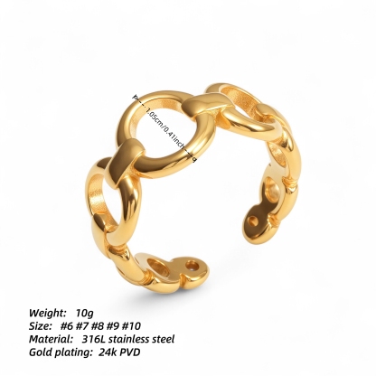 Women's Stainless Steel Ring with Irregular Wavy Pattern丨N002-JinBaoJewerly