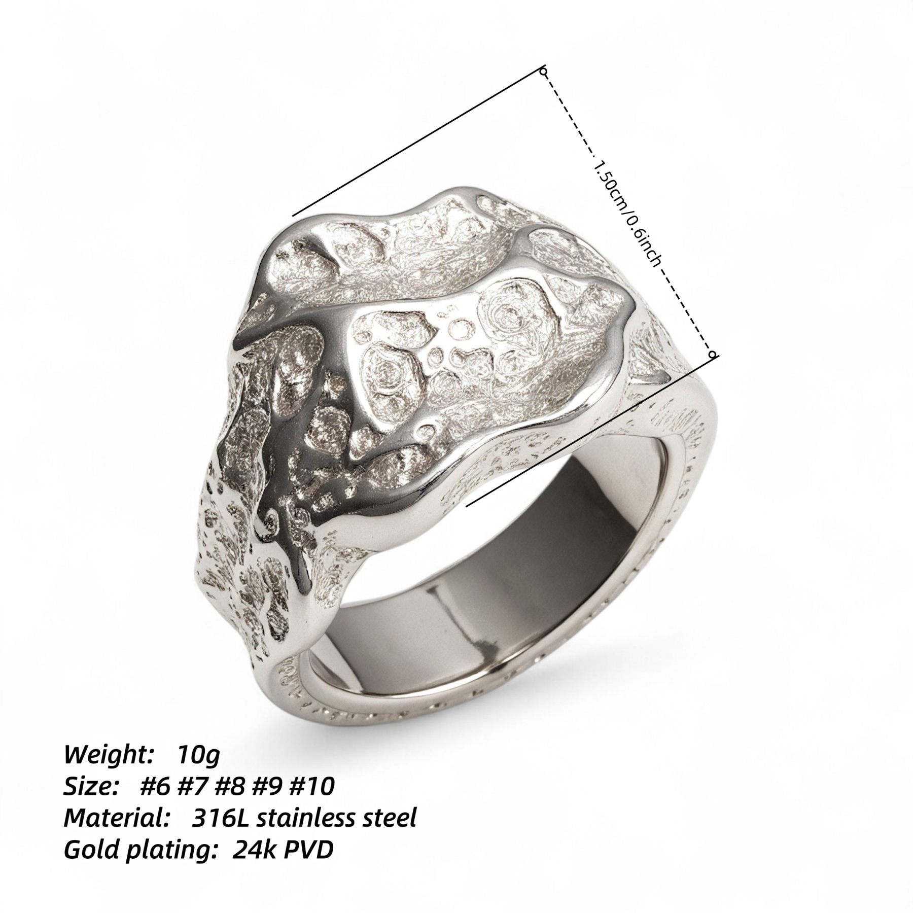 Creative Stone Pattern Design Stainless Steel Unisex Ring丨GB0712-JinBaoJewerly