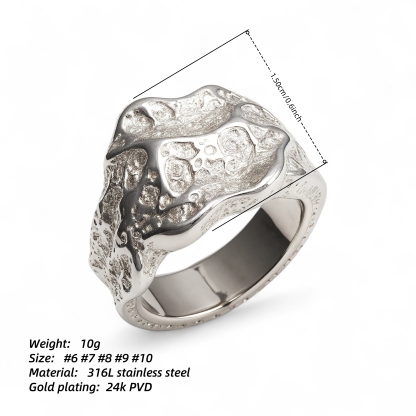 Creative Stone Pattern Design Stainless Steel Unisex Ring丨GB0712-JinBaoJewerly