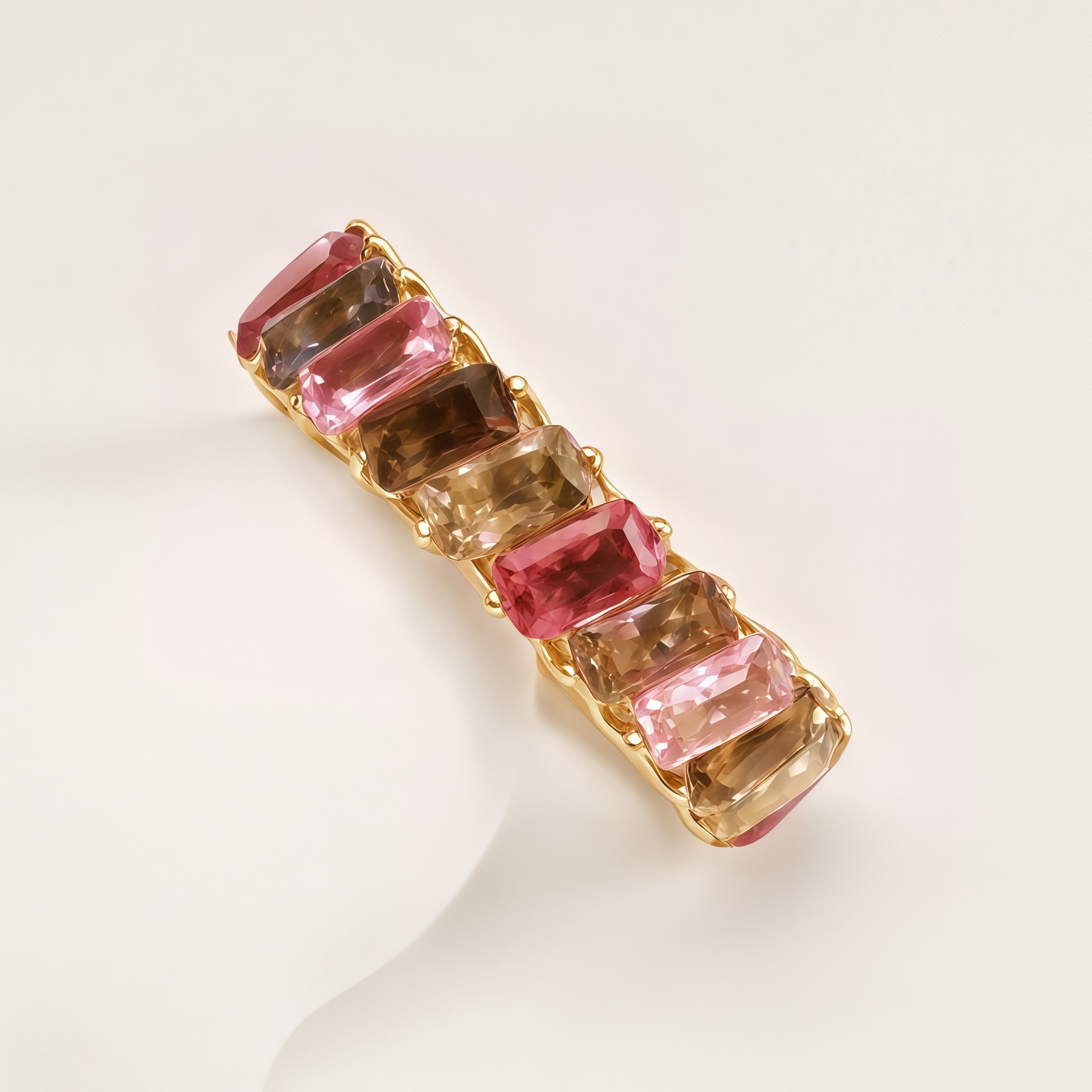 Multicolored Tourmaline 24K Gold-plated Stylish and Unique Women's Ring | N001874J-JinBaoJewerly