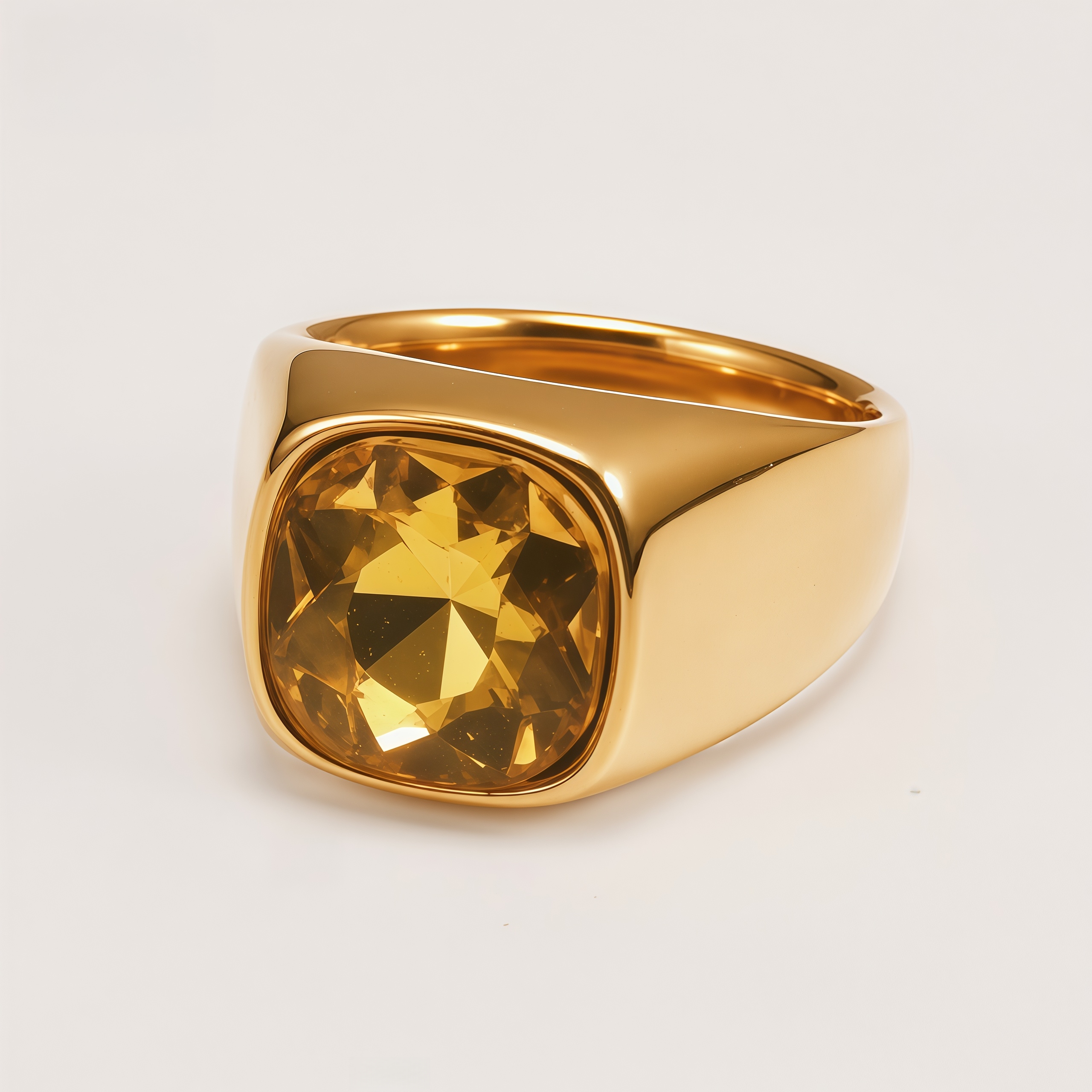 Men's Gold-Plated Cubic Zirconia Stainless Steel Ring | K0075J