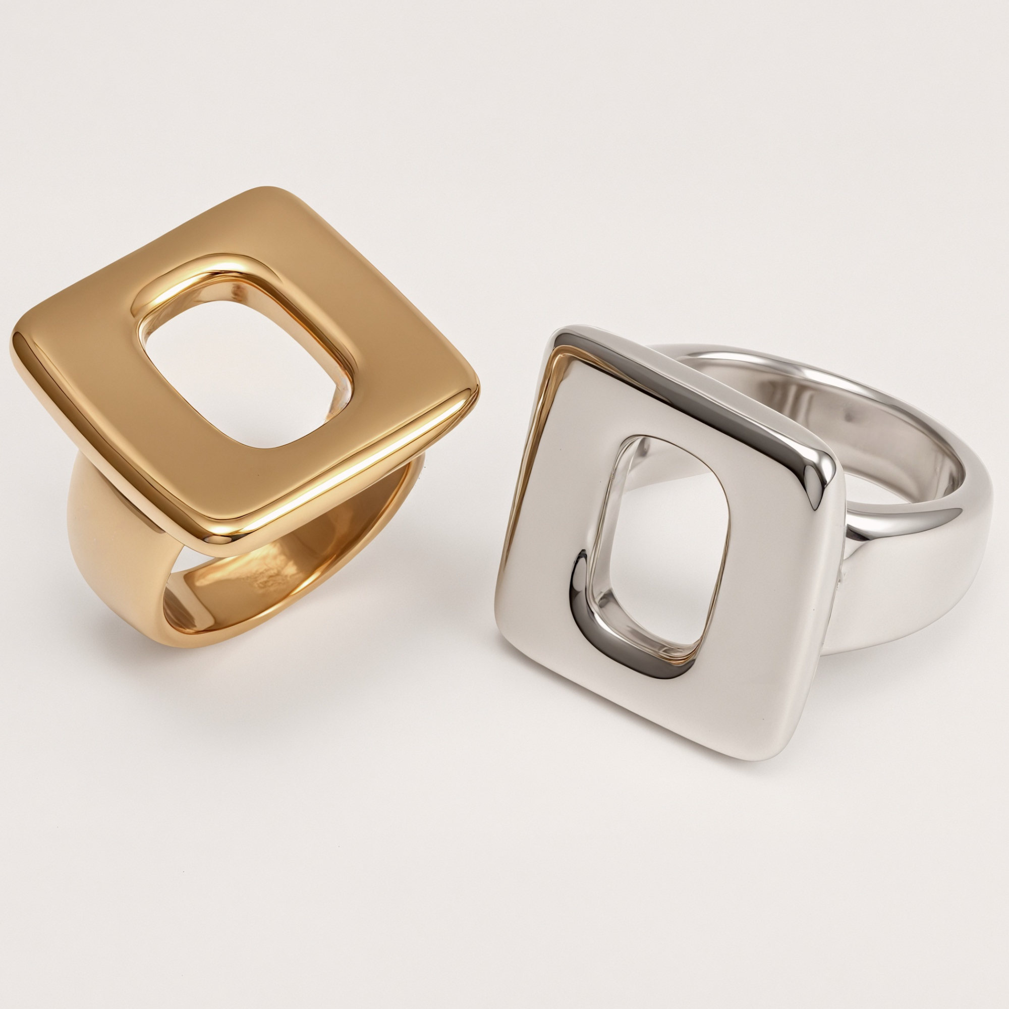 Stainless Steel Geometric Hollow-out Ring, Minimalist and Stylish, Adjustable, Unique Jewelry for Women | G004132-JinBaoJewerly