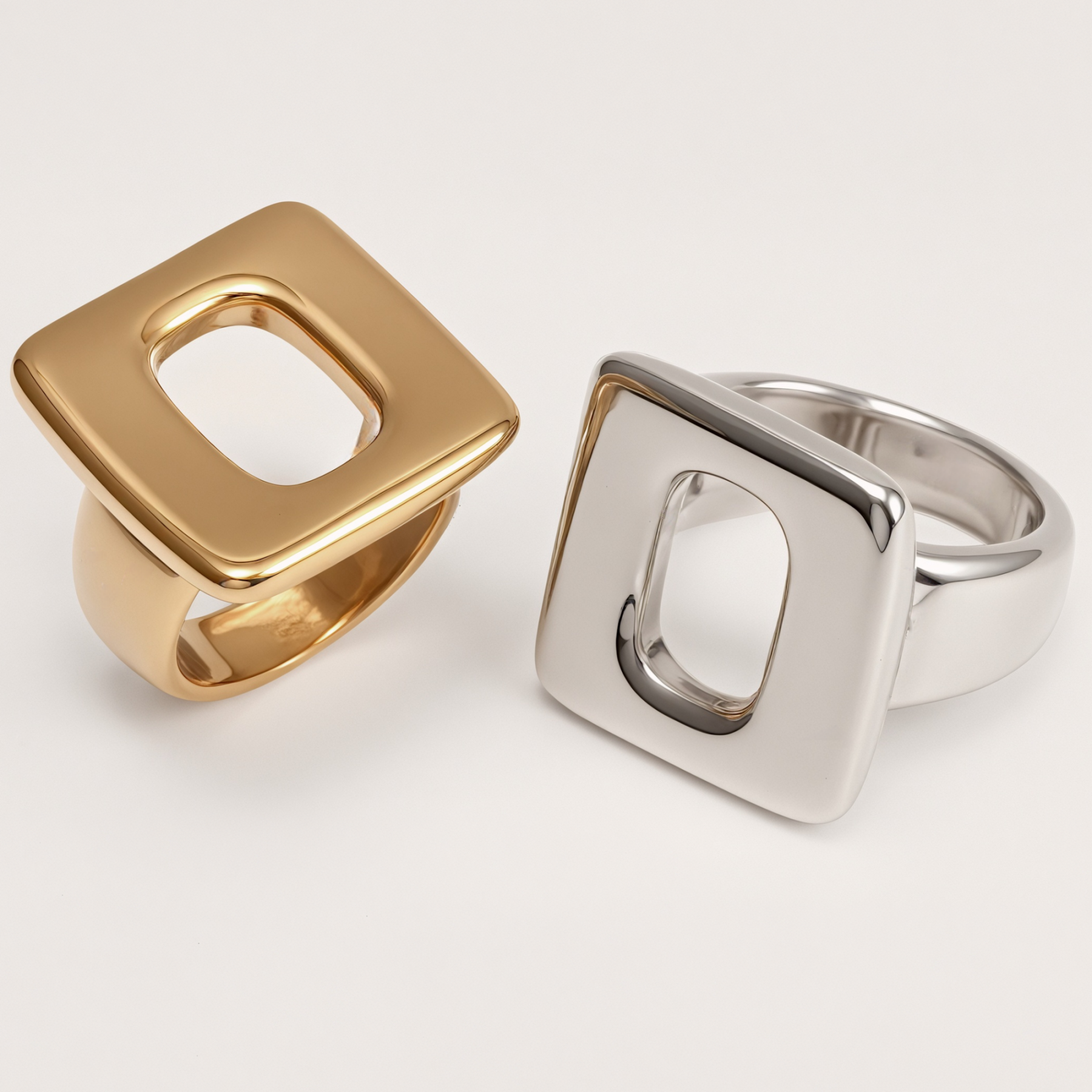 Stainless Steel Geometric Hollow-out Ring, Minimalist and Stylish, Adjustable, Unique Jewelry for Women | G004132-JinBaoJewerly