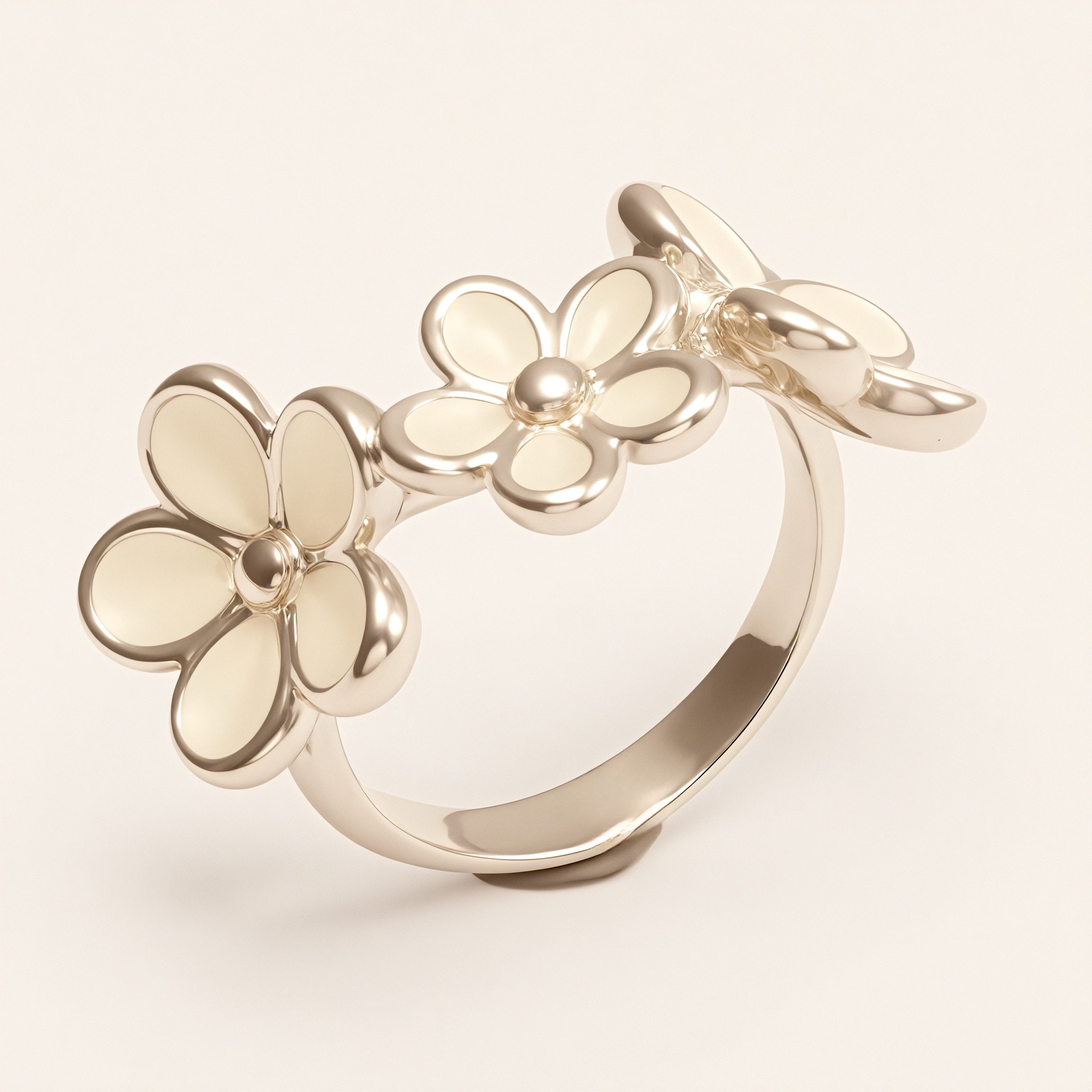 Fresh Flower - Shaped Stainless Steel Ring - Elegant Women's Accessory | N001465G-1-JinBaoJewerly