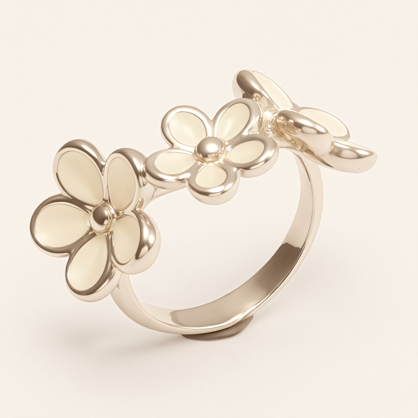 Fresh Flower - Shaped Stainless Steel Ring - Elegant Women's Accessory | N001465G-1-JinBaoJewerly