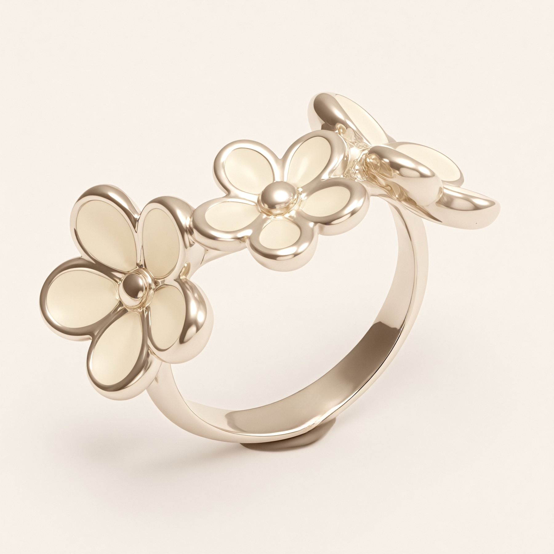Fresh Flower - Shaped Stainless Steel Ring - Elegant Women's Accessory | N001465G-1-JinBaoJewerly