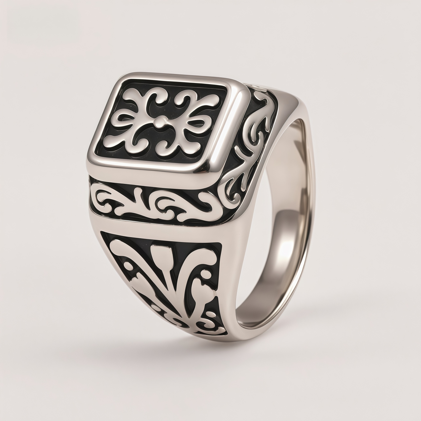 Men's Gothic Floral Pattern Statement Ring | DZ1632