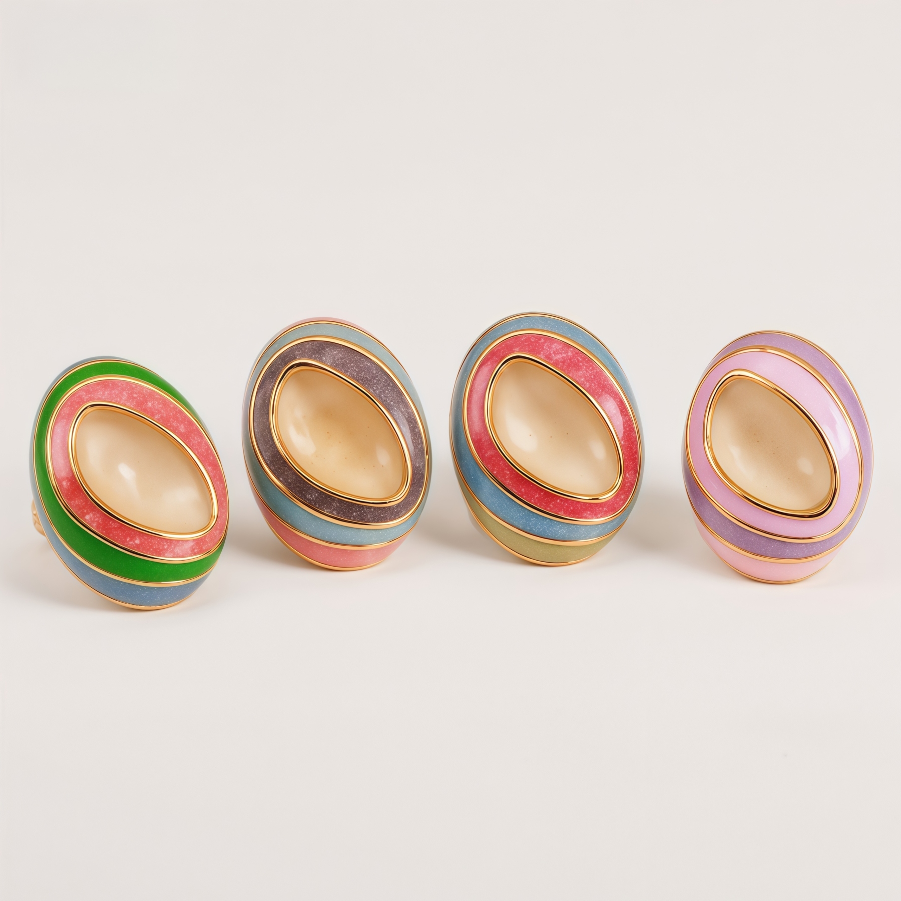 Oval Color - Block Wide - Band Ring, Stylish Women's Eye - Catching Accessory | G004499