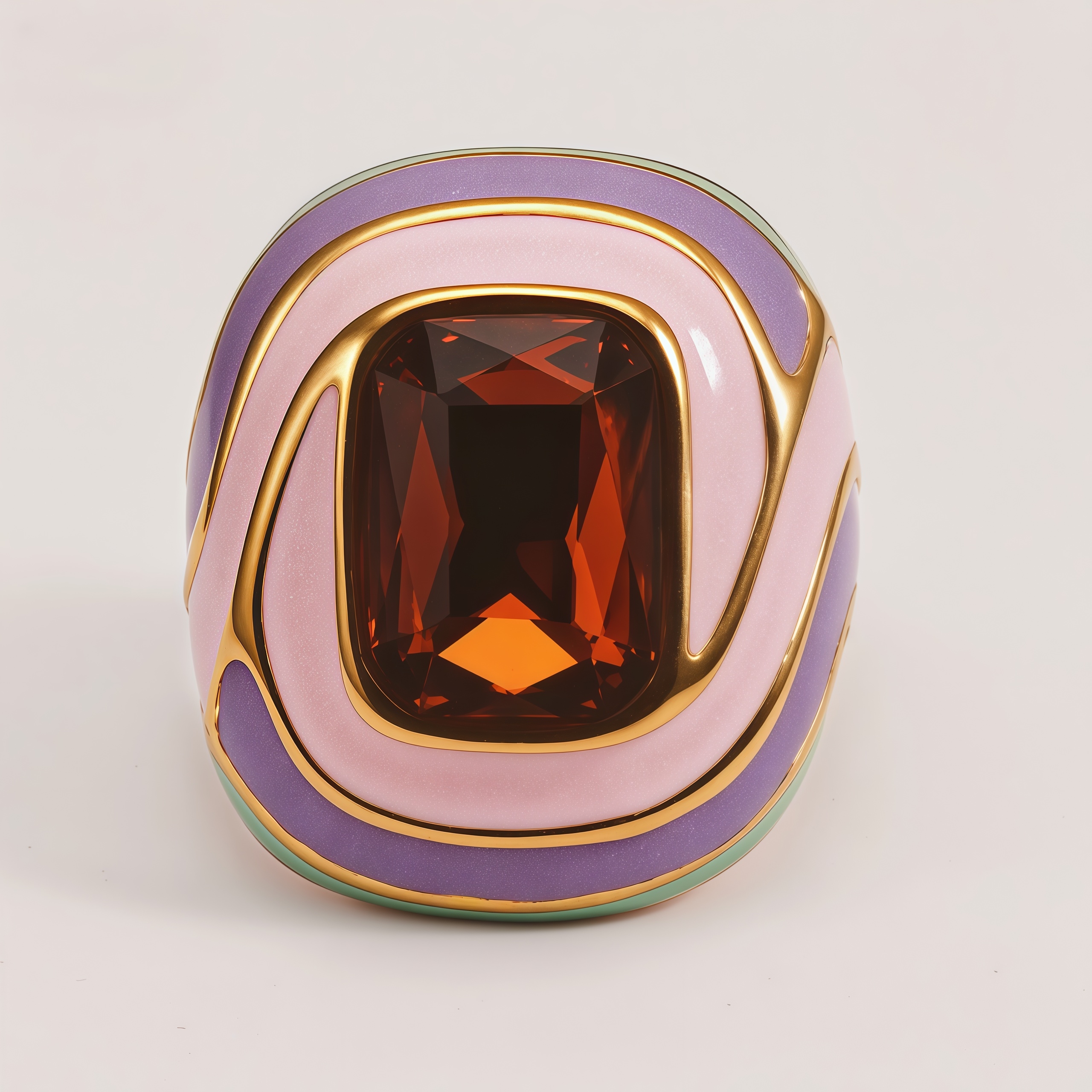 Luxury Rectangular Crystal Ring Gold Stainless Steel Artistic Design Women Ring | G004472J