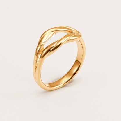 24k Stainless Steel Twisted Knot Ring for Women | G002509