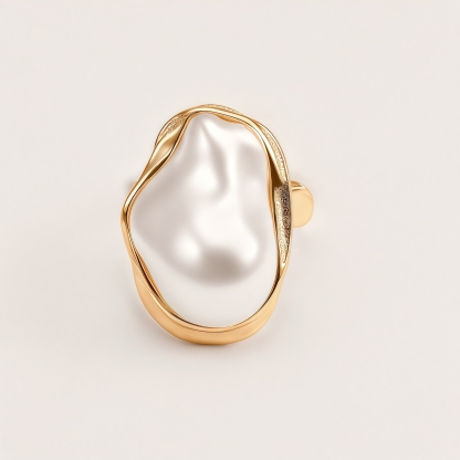 Stainless Steel Baroque Pearl Ring for Women | G004488