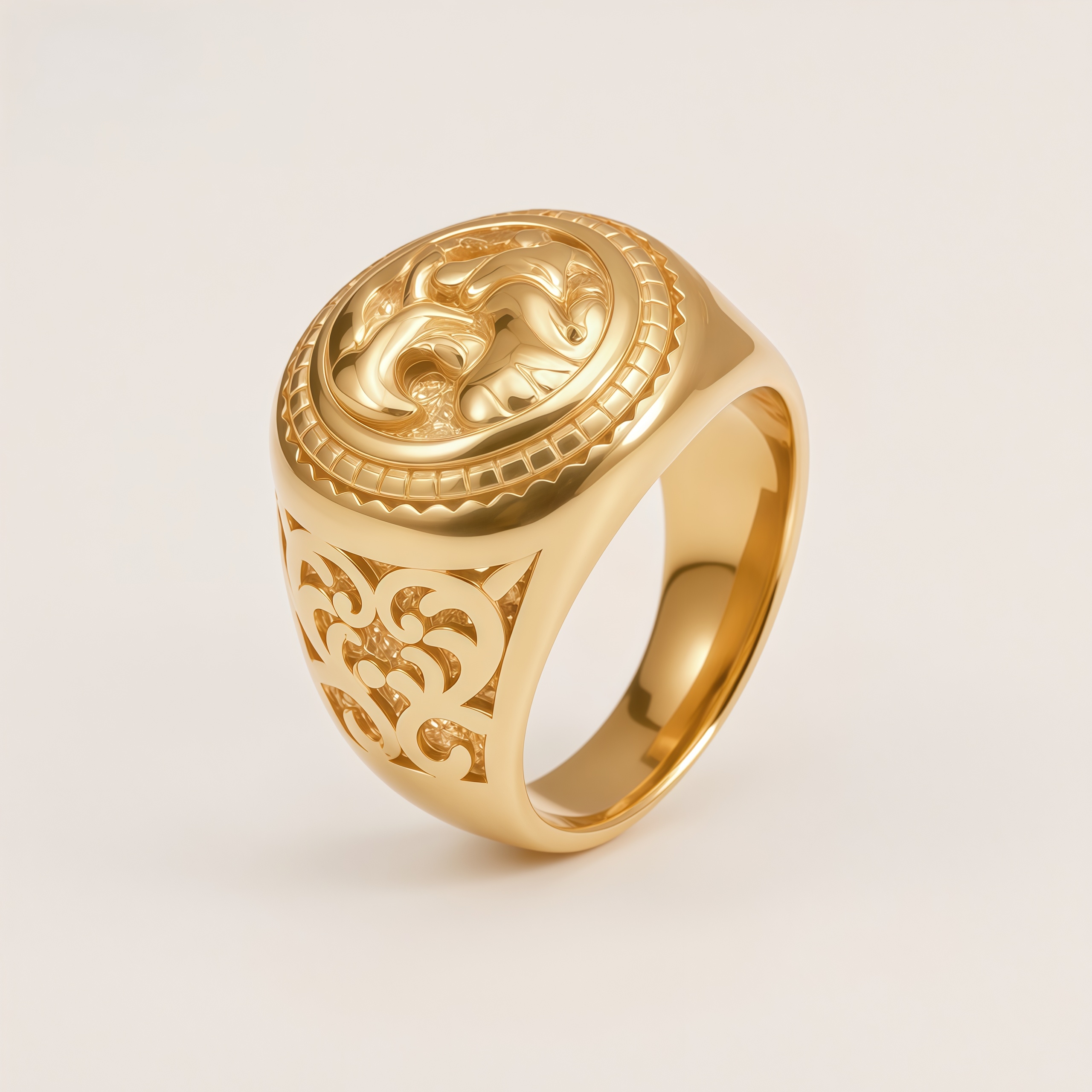 Vintage Men's Stainless Steel Eagle Head Signet Ring