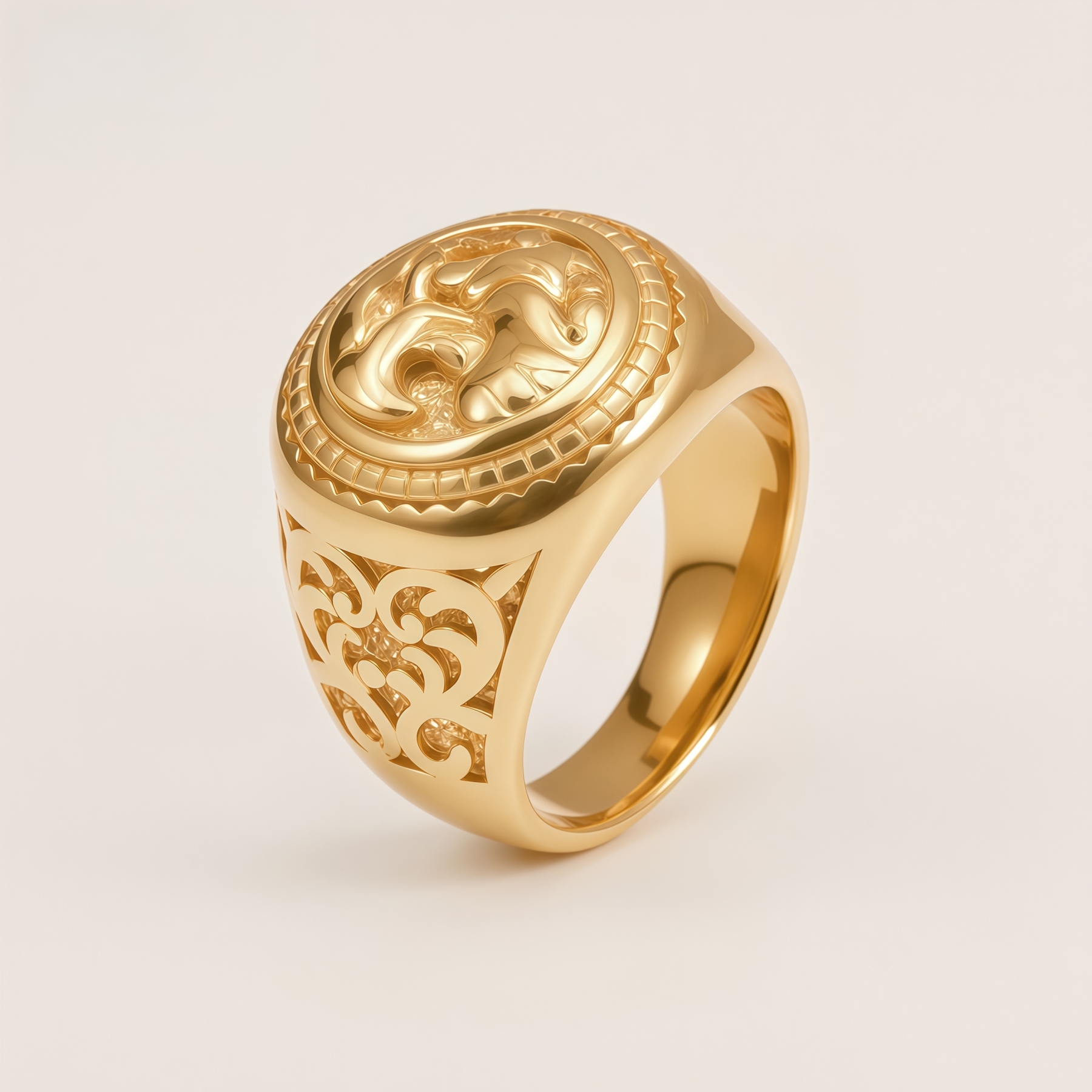 Vintage Men's Stainless Steel Eagle Head Signet Ring