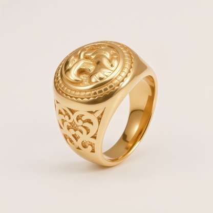 Vintage Men's Stainless Steel Eagle Head Signet Ring