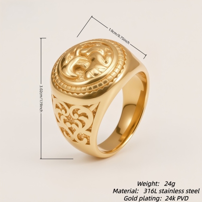 Vintage Men's Stainless Steel Eagle Head Signet Ring