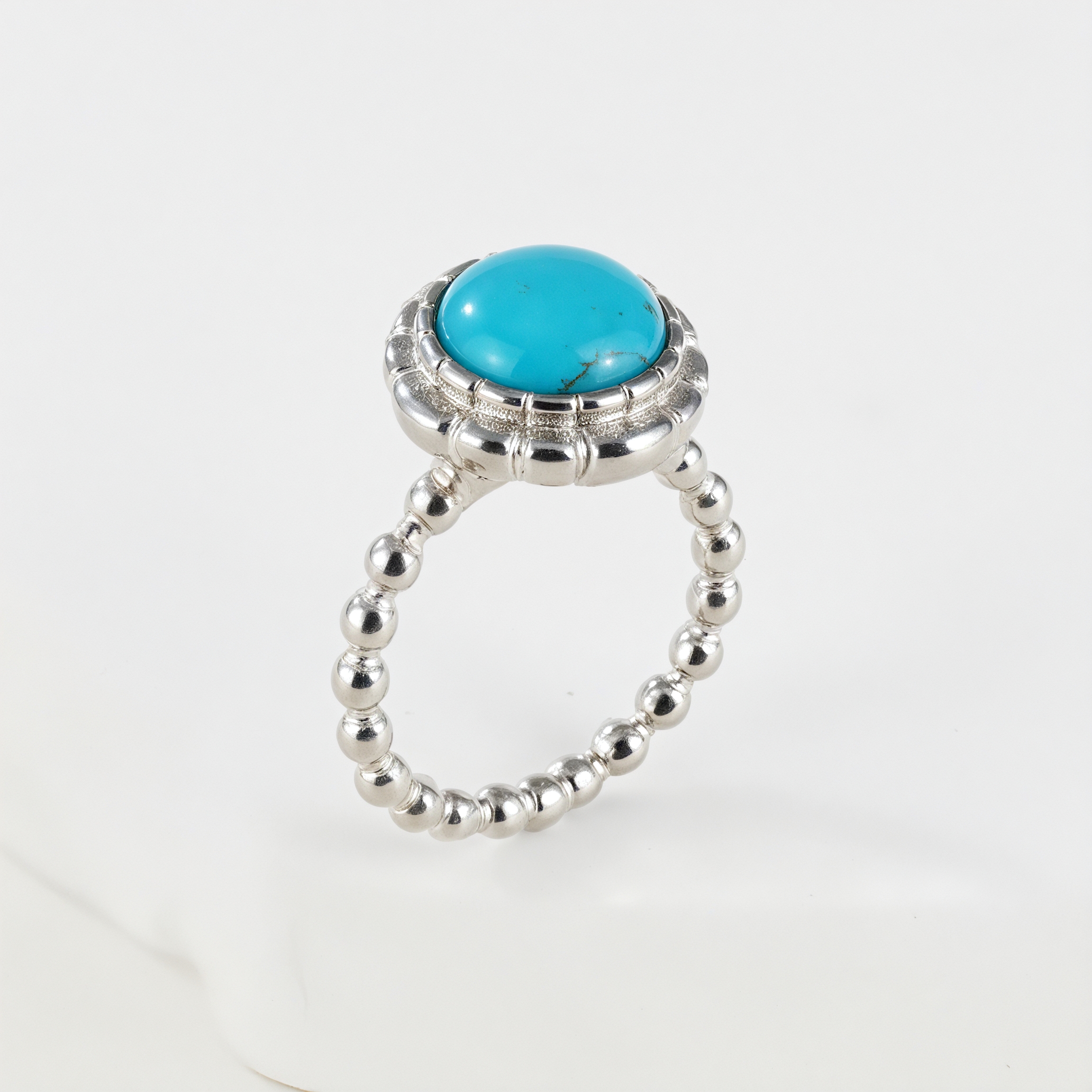 Vintage Round Gemstone Stainless Steel Women's Waterproof Ring丨K0186-JinBaoJewerly