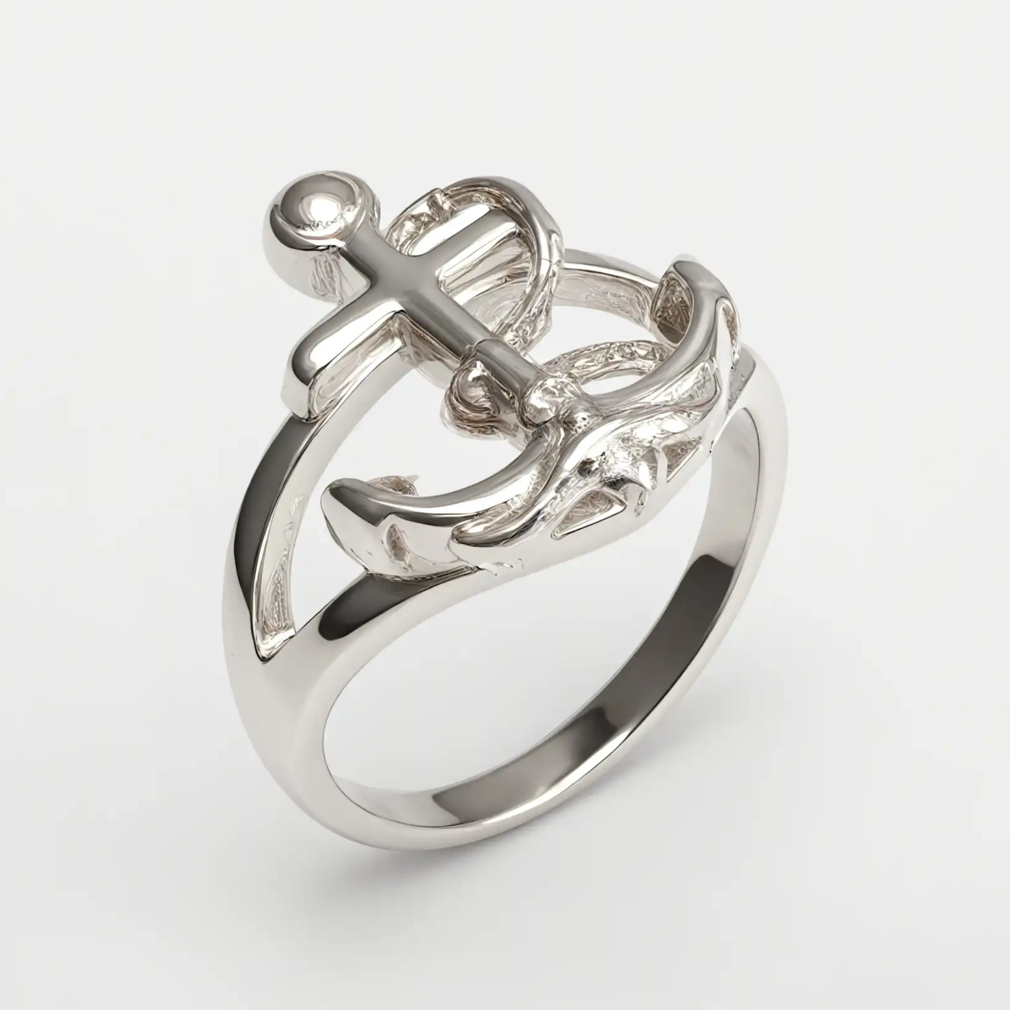 Creative Nautical Anchor Design Stainless Steel Men's Ring丨G002110-JinBaoJewerly