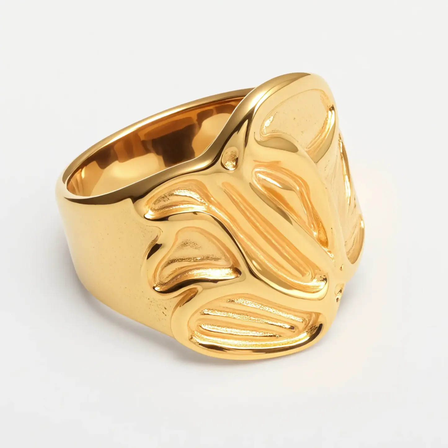 Women's Stainless Steel Textured Ring丨G004885-JinBaoJewerly