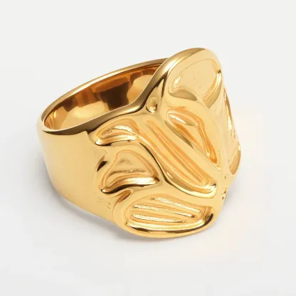 Women's Stainless Steel Textured Ring丨G004885-JinBaoJewerly