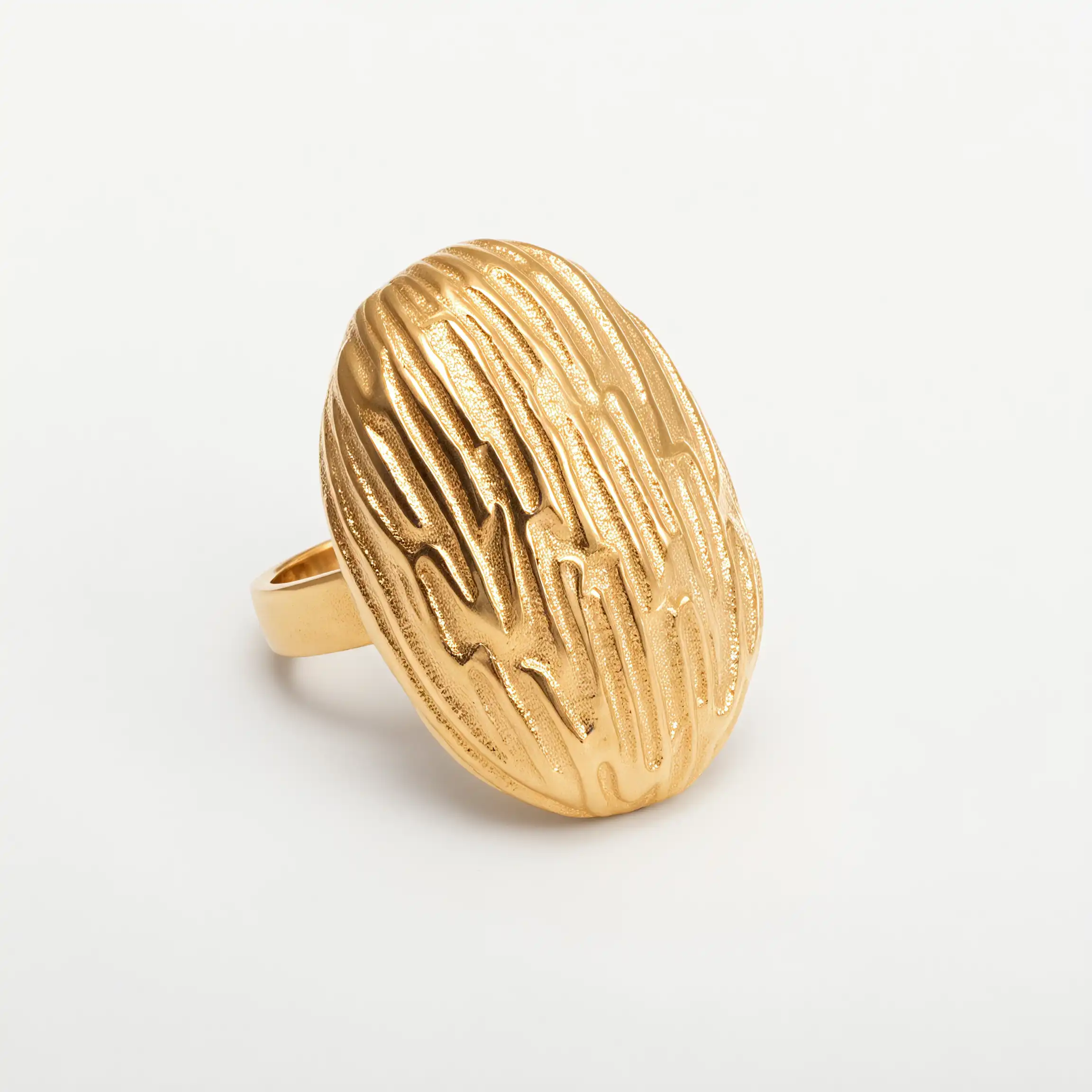 Women's Stainless Steel Ring with Wavy Texture丨G003691-JinBaoJewerly