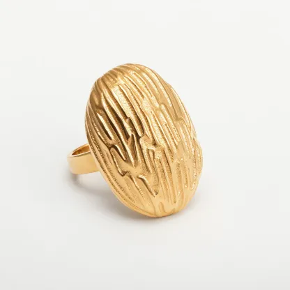 Women's Stainless Steel Ring with Wavy Texture丨G003691-JinBaoJewerly