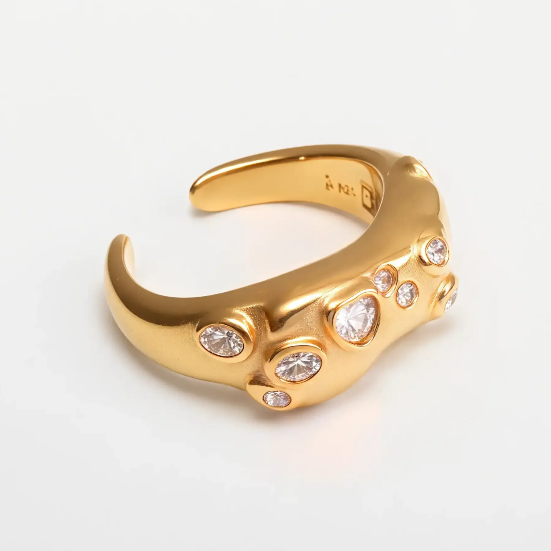 Creative Irregular Wave Inlaid Diamond Stainless Steel Unisex Ring丨WF-771-JinBaoJewerly