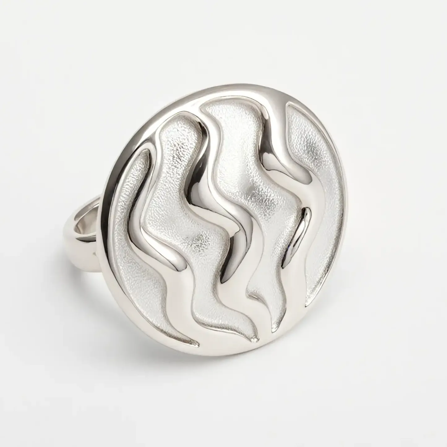 Creative Circular Arc Wave Design Stainless Steel Women's Ring丨G003597-JinBaoJewerly