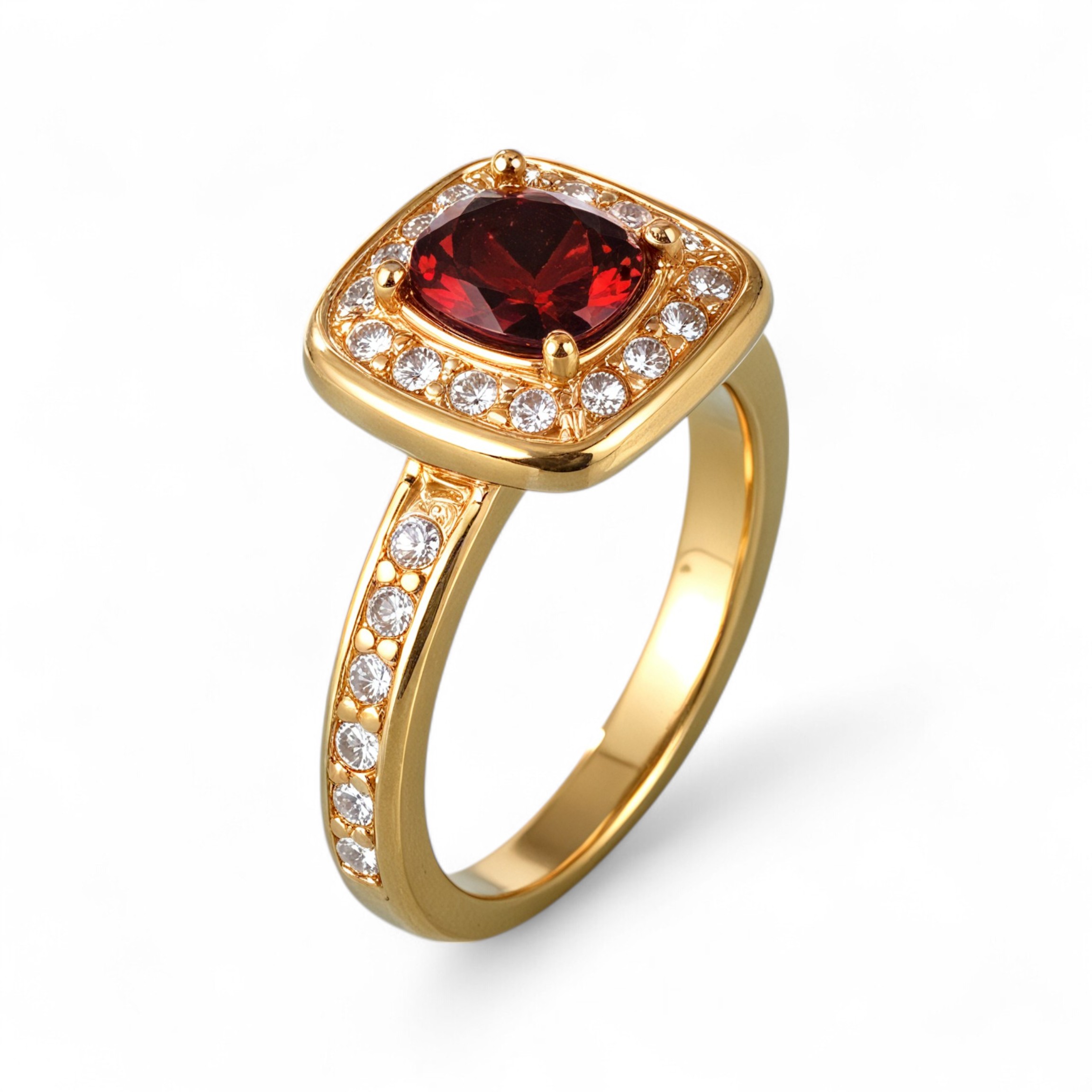 Gorgeous Square Ruby Diamond Stainless Steel Women's Waterproof Ring丨PL505J-JinBaoJewerly
