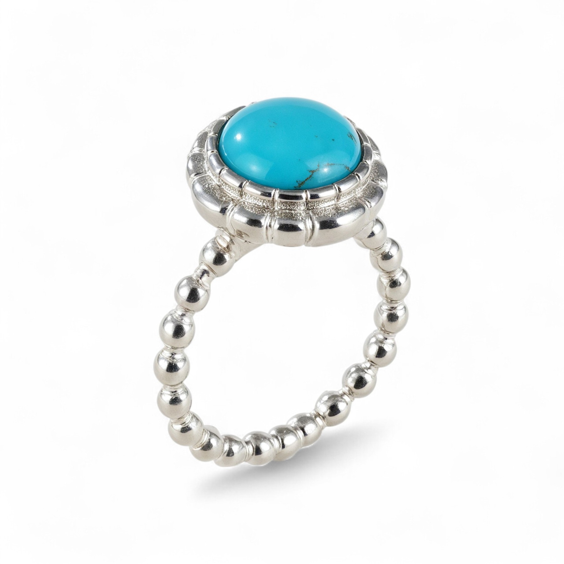 Vintage Round Gemstone Stainless Steel Women's Waterproof Ring丨K0186-JinBaoJewerly