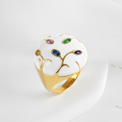 European Style Tree Branch Design Gemstone Ring Women's Fashion Metallic Band | G004480-JinBaoJewerly