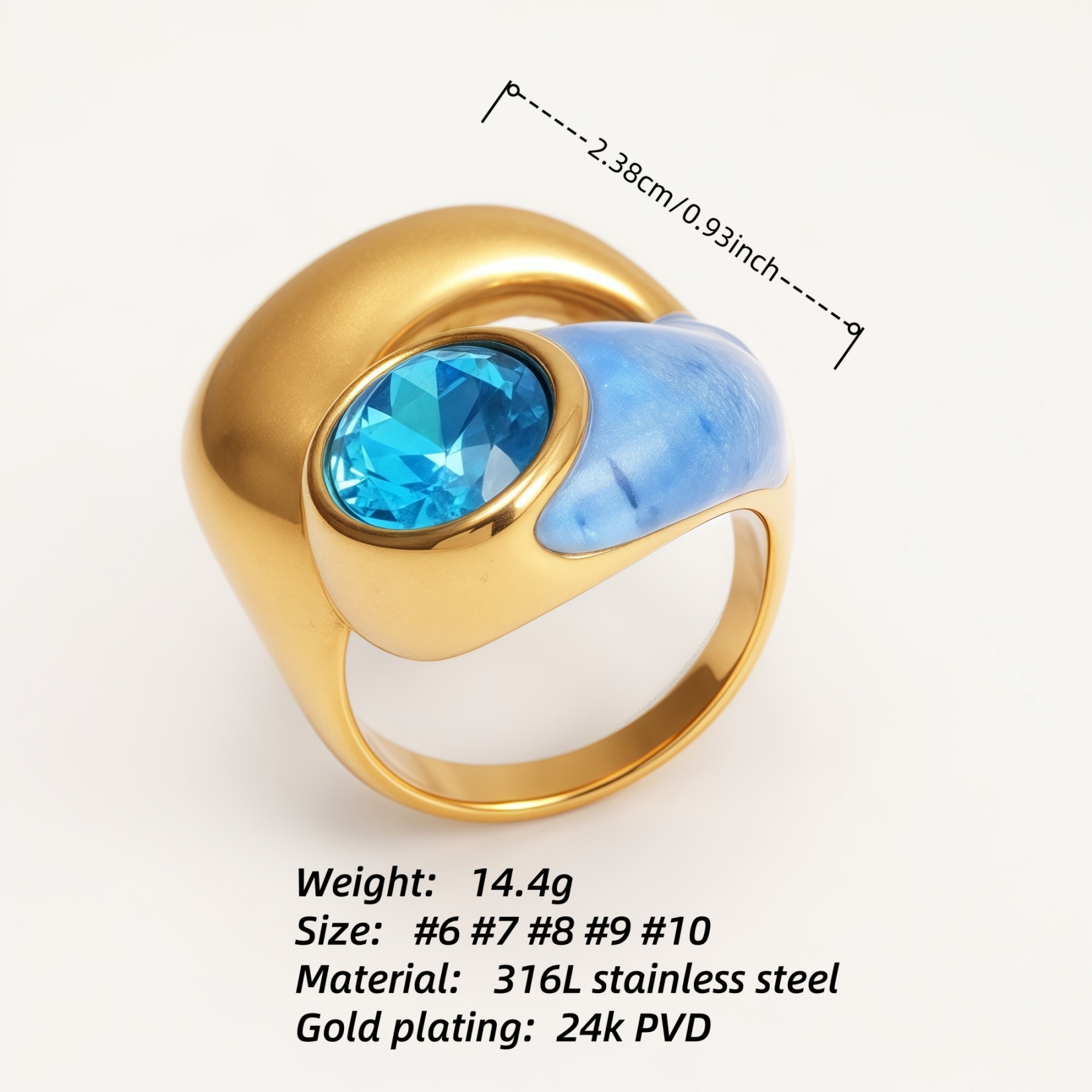 Twisted Design Enamel & Gem Stainless Steel Ring - Trendy Accessory | G004485-JinBaoJewerly