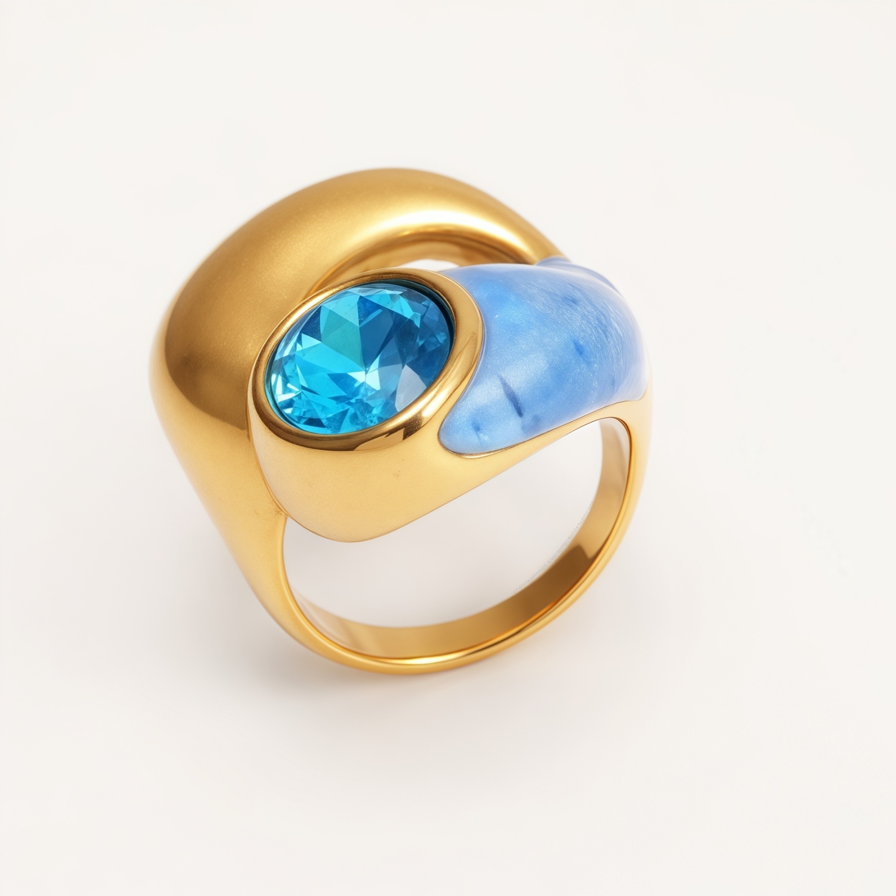 Twisted Design Enamel & Gem Stainless Steel Ring - Trendy Accessory | G004485-JinBaoJewerly