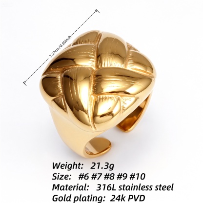 Metal Artistic Braided Open - Ring - Trendy and Versatile Unisex Accessory | G004155-JinBaoJewerly