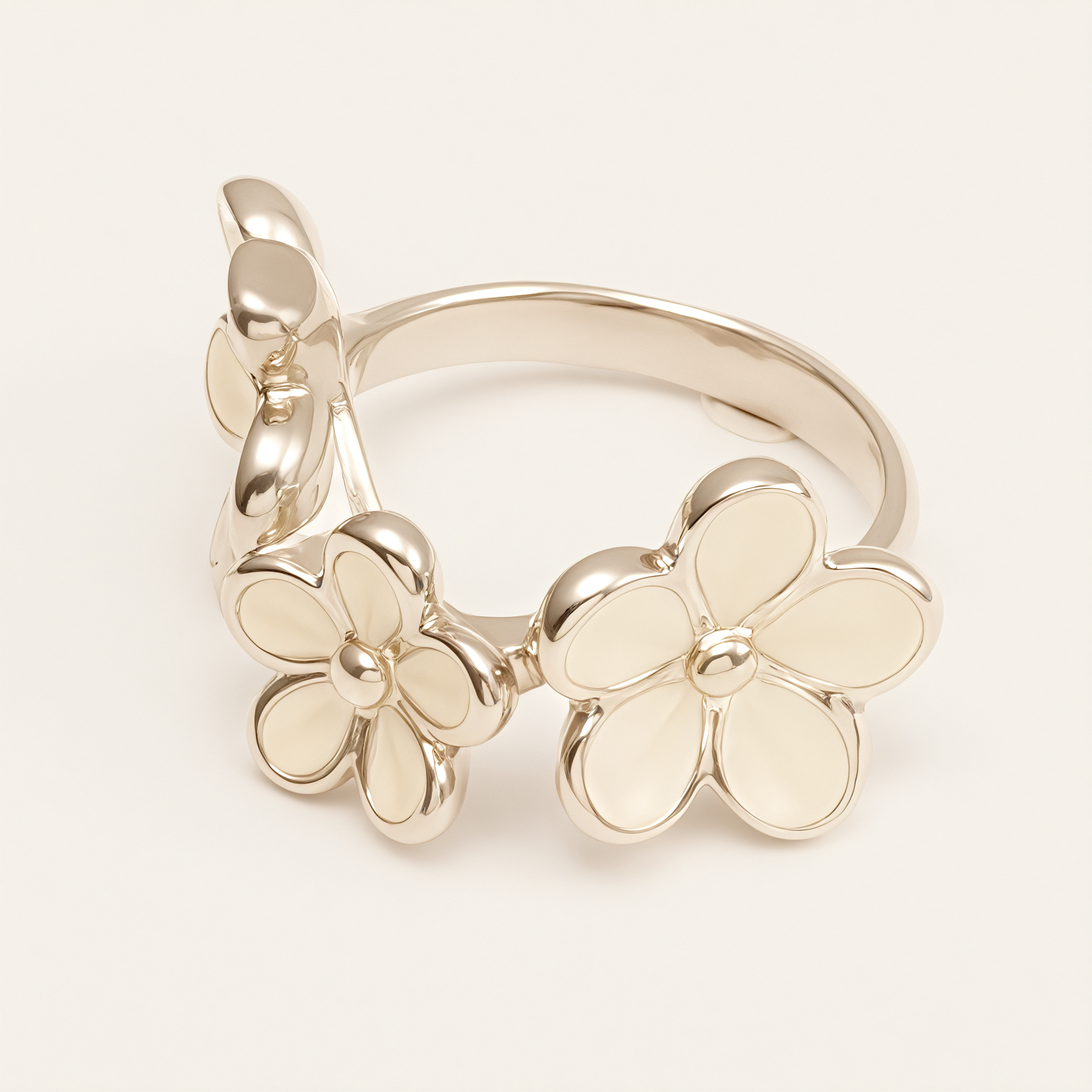 Fresh Flower - Shaped Stainless Steel Ring - Elegant Women's Accessory | N001465G-1-JinBaoJewerly