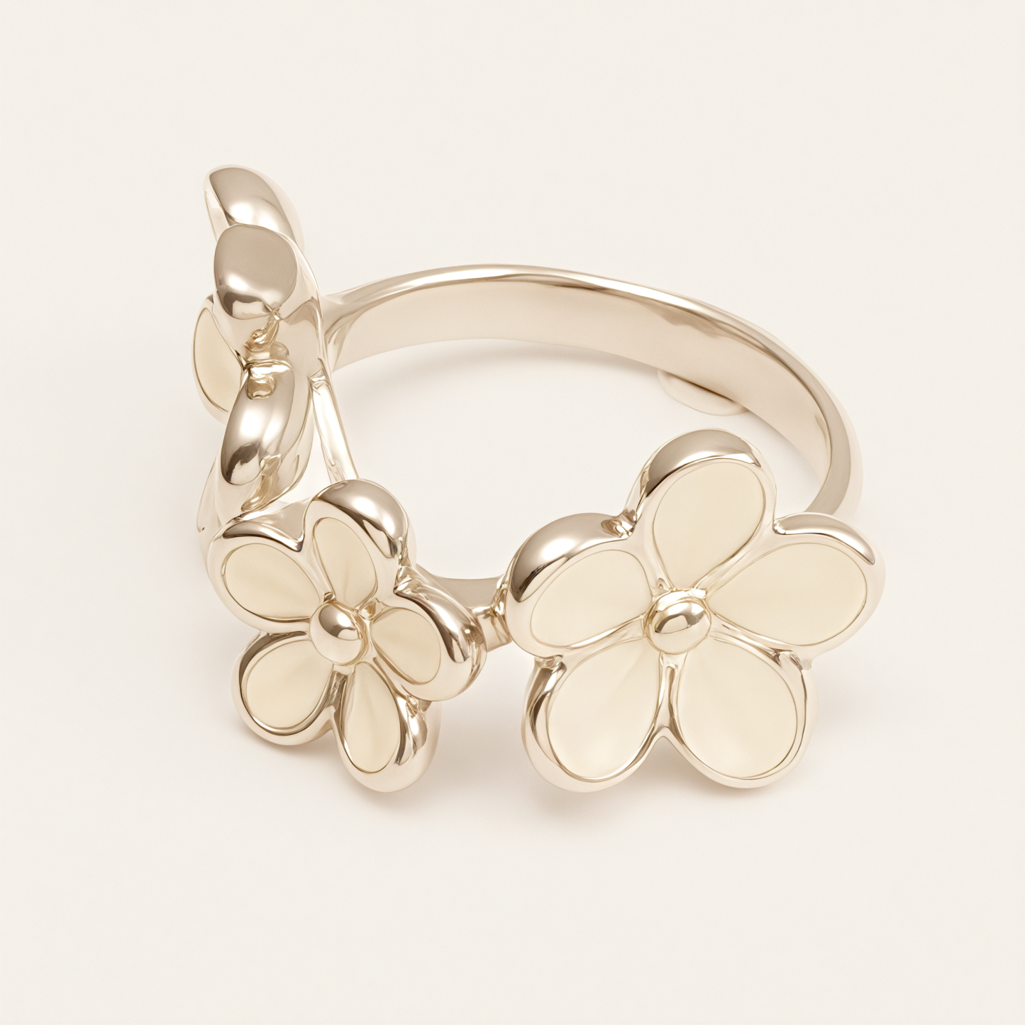 Fresh Flower - Shaped Stainless Steel Ring - Elegant Women's Accessory | N001465G-1-JinBaoJewerly