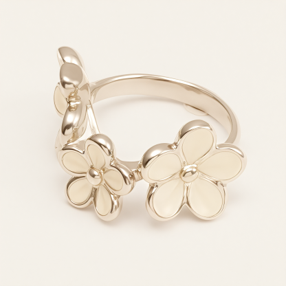 Fresh Flower - Shaped Stainless Steel Ring - Elegant Women's Accessory | N001465G-1-JinBaoJewerly
