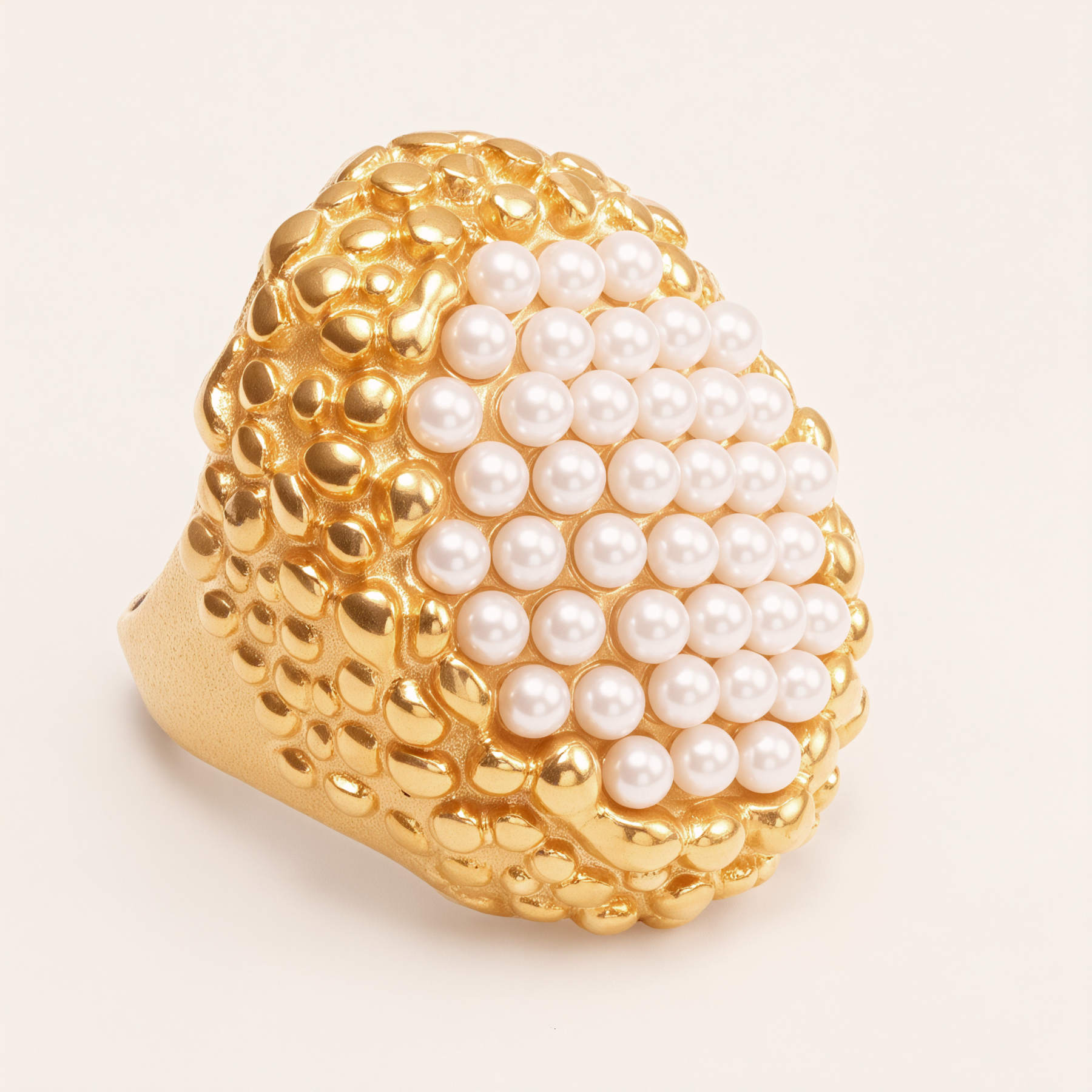Gold Pearl Woven - Pattern Stainless Steel Ring, Luxury Fashion Women's Ring | G004644-JinBaoJewerly