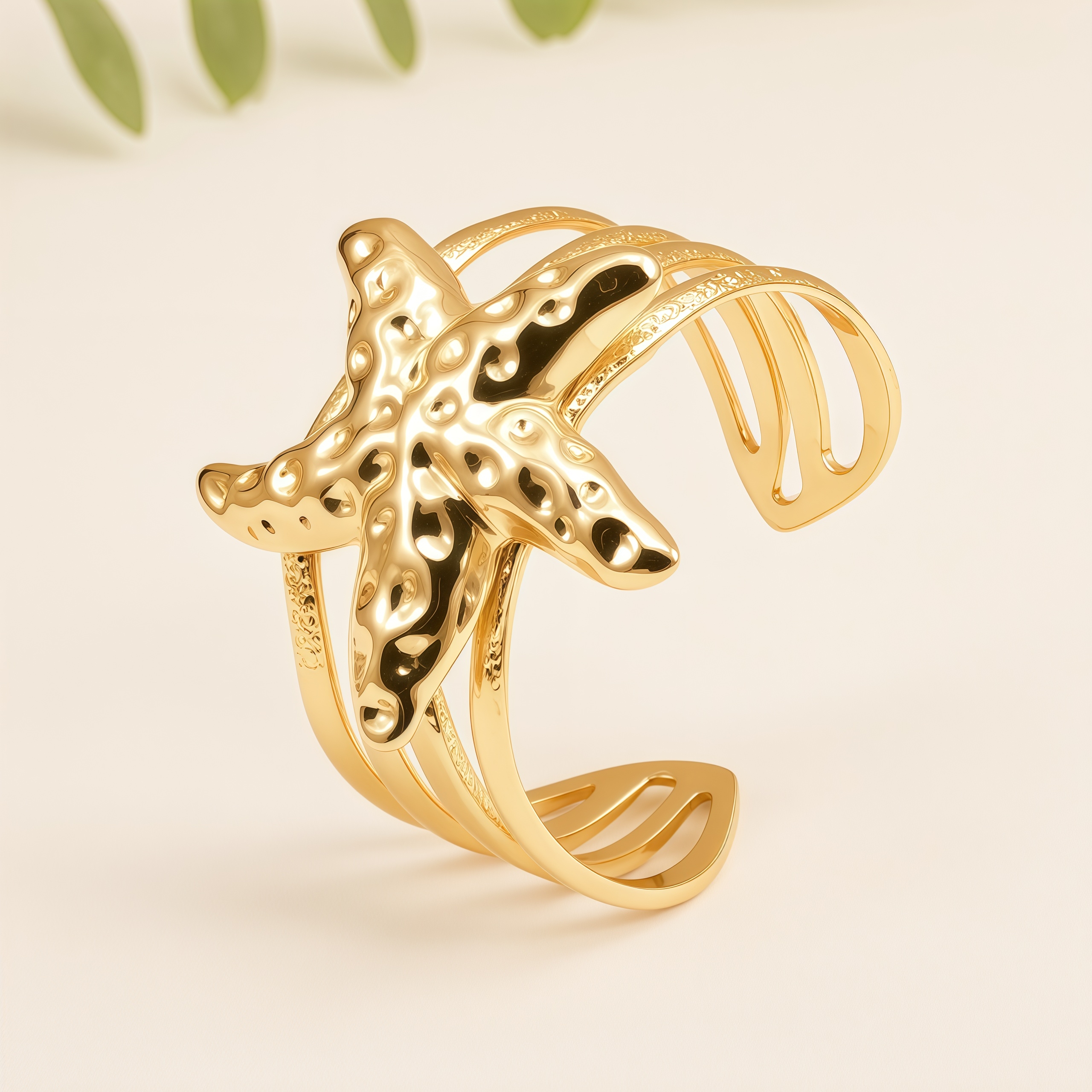 Starfish Open Cuff Stainless Steel Hypoallergenic Bracelet for Women