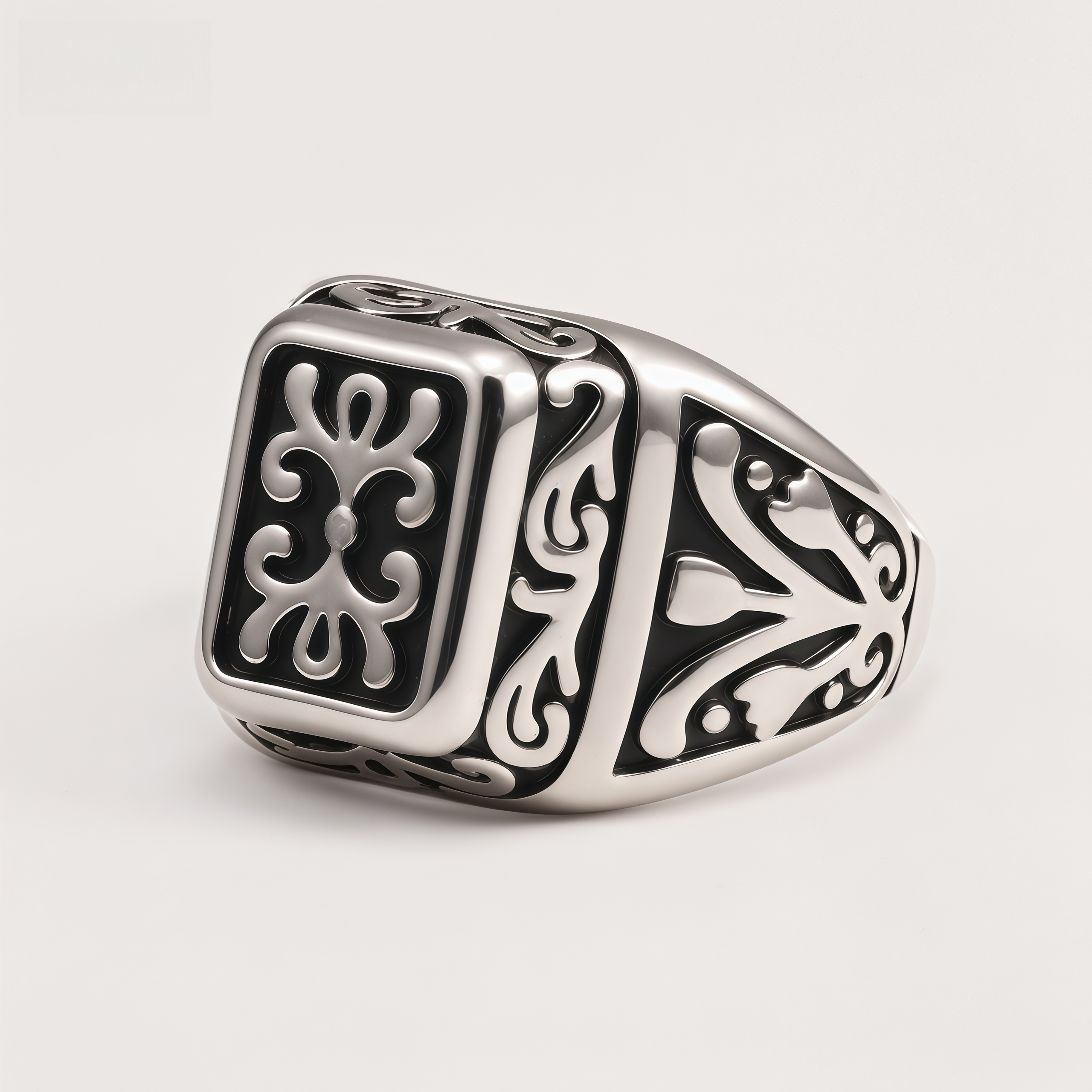 Men's Gothic Floral Pattern Statement Ring | DZ1632