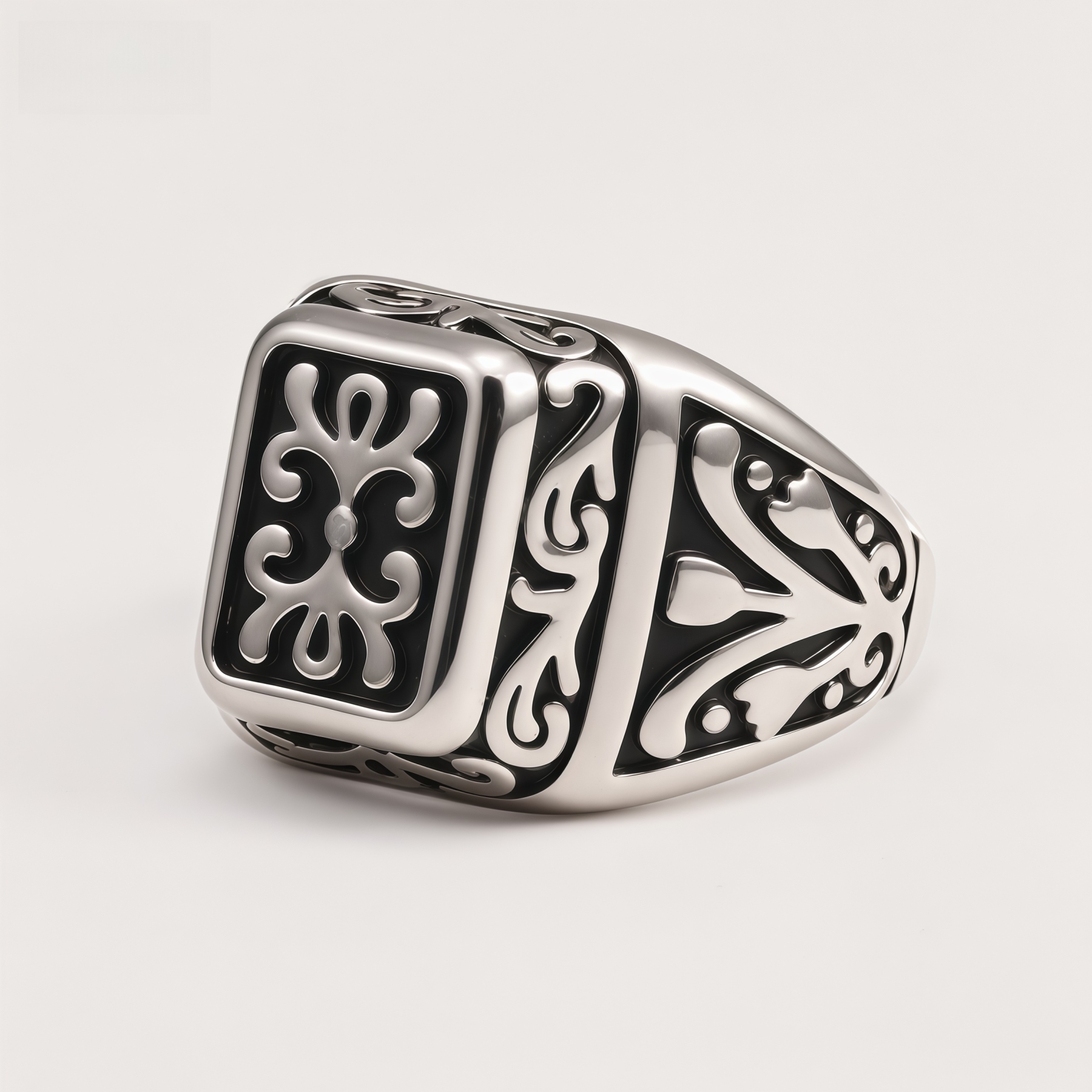 Men's Gothic Floral Pattern Statement Ring | DZ1632