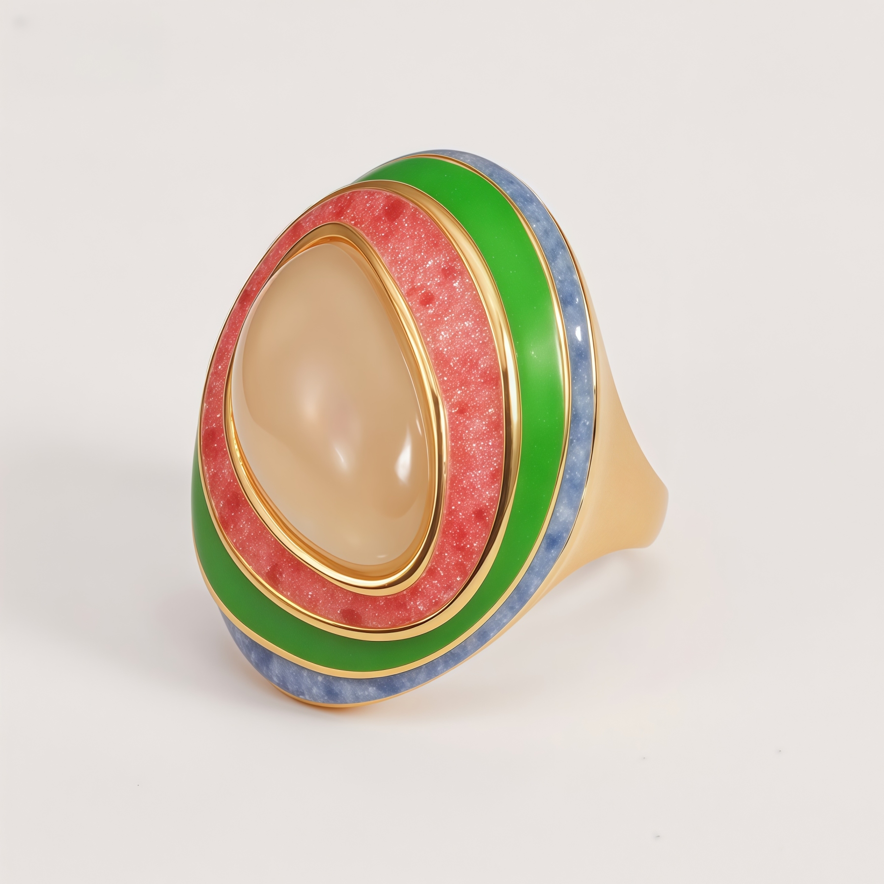 Oval Color - Block Wide - Band Ring, Stylish Women's Eye - Catching Accessory | G004499-JinBaoJewerly
